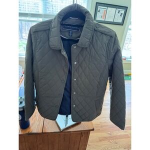 Tommy Hilfiger Women's  Olive Green Diamond Quilted Barn Jacket Crest Logo  M